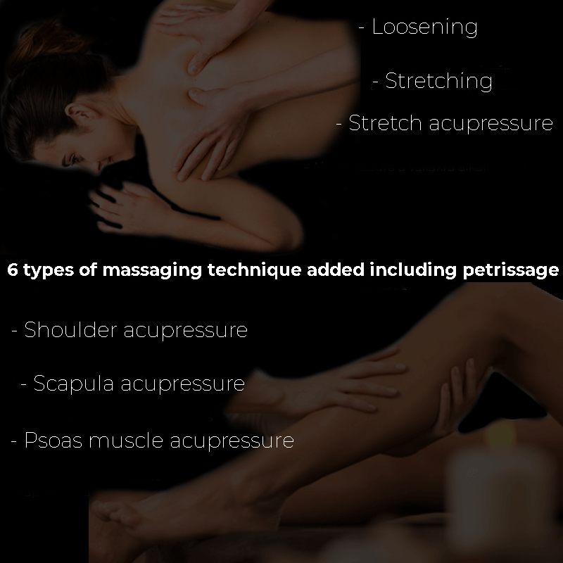 Ново - добавени са 6 вида масажни техники, включително петрисаж